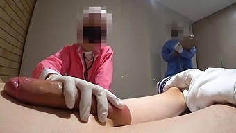 Japanese Nurse Gives A Thorough Examination Of Patient'S Private Area