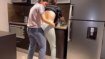 Wife Gets Intensely Fucked In The Kitchen To Climax Before Her Stepmother Returns